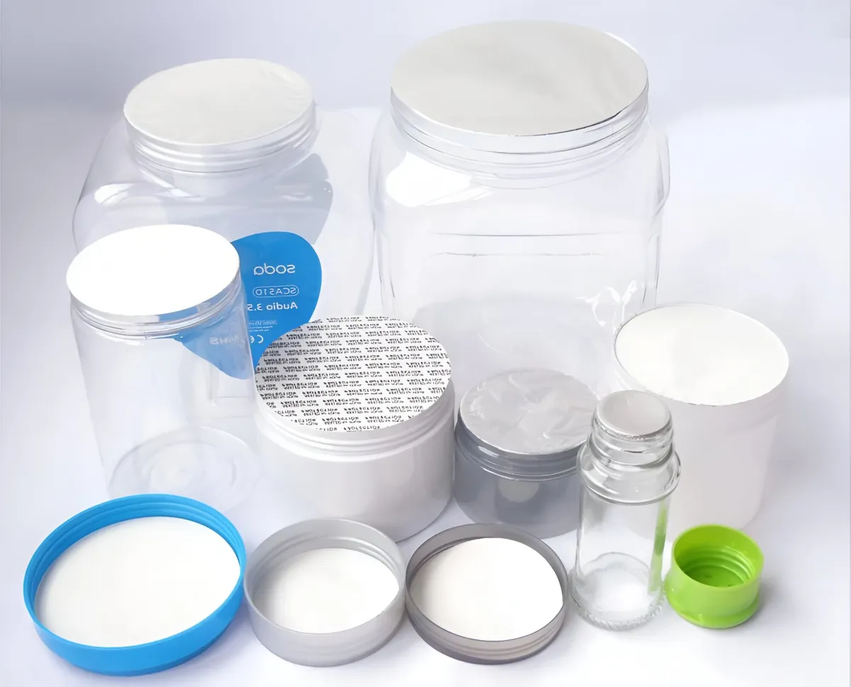 PET jars and containers sealed with foil liners